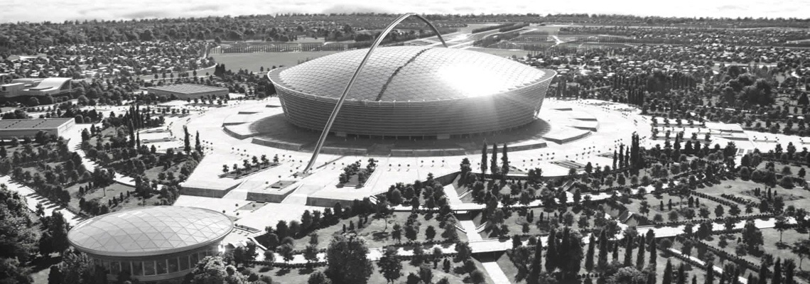 A black and white photo of a dome from The Giver
