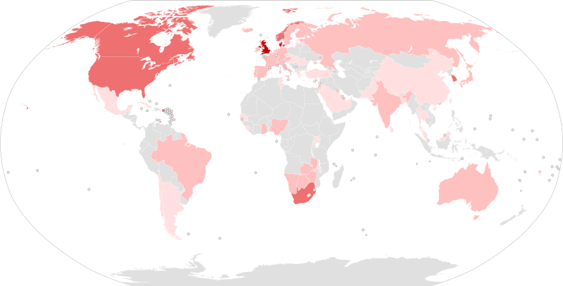 Global map with countries with omicron highlighted